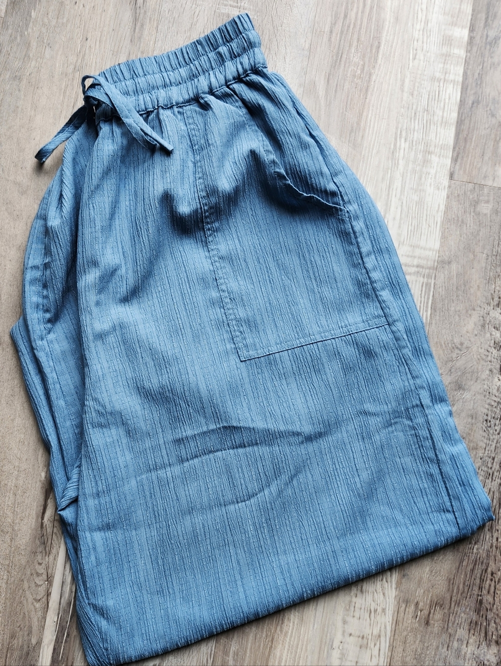 Cupshe Blue Textured Lounge Pants Medium Elastic Waist Drawstring